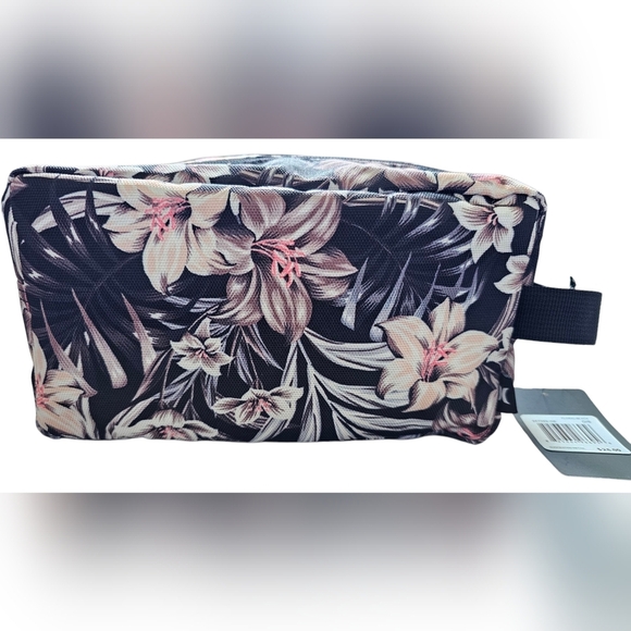 Hurley Black Floral Toiletry/ Make-Up Bag, New With Tags - Picture 4 of 5